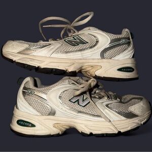 New Balance 530 Cream and Green Sneakers